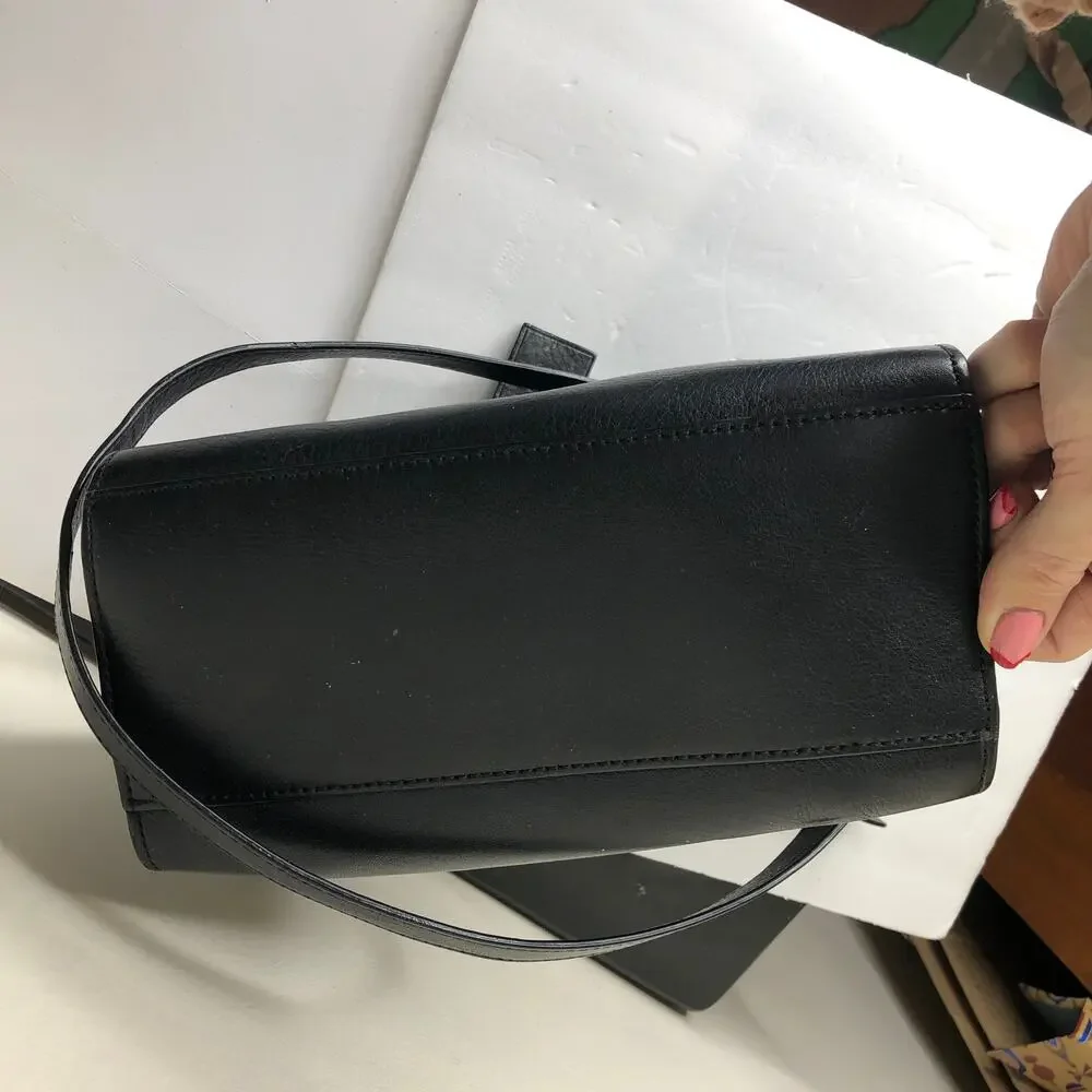 Kate Spade Saturday Black Leather Satchel Small Crossbody Bag Zip Top Purse